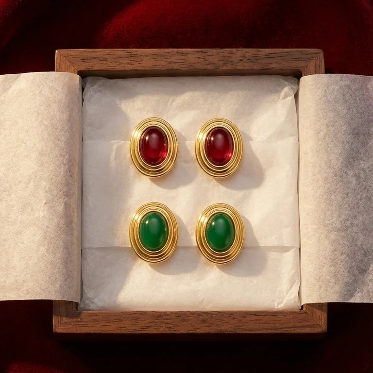 Old Money Earrings in Green — worn