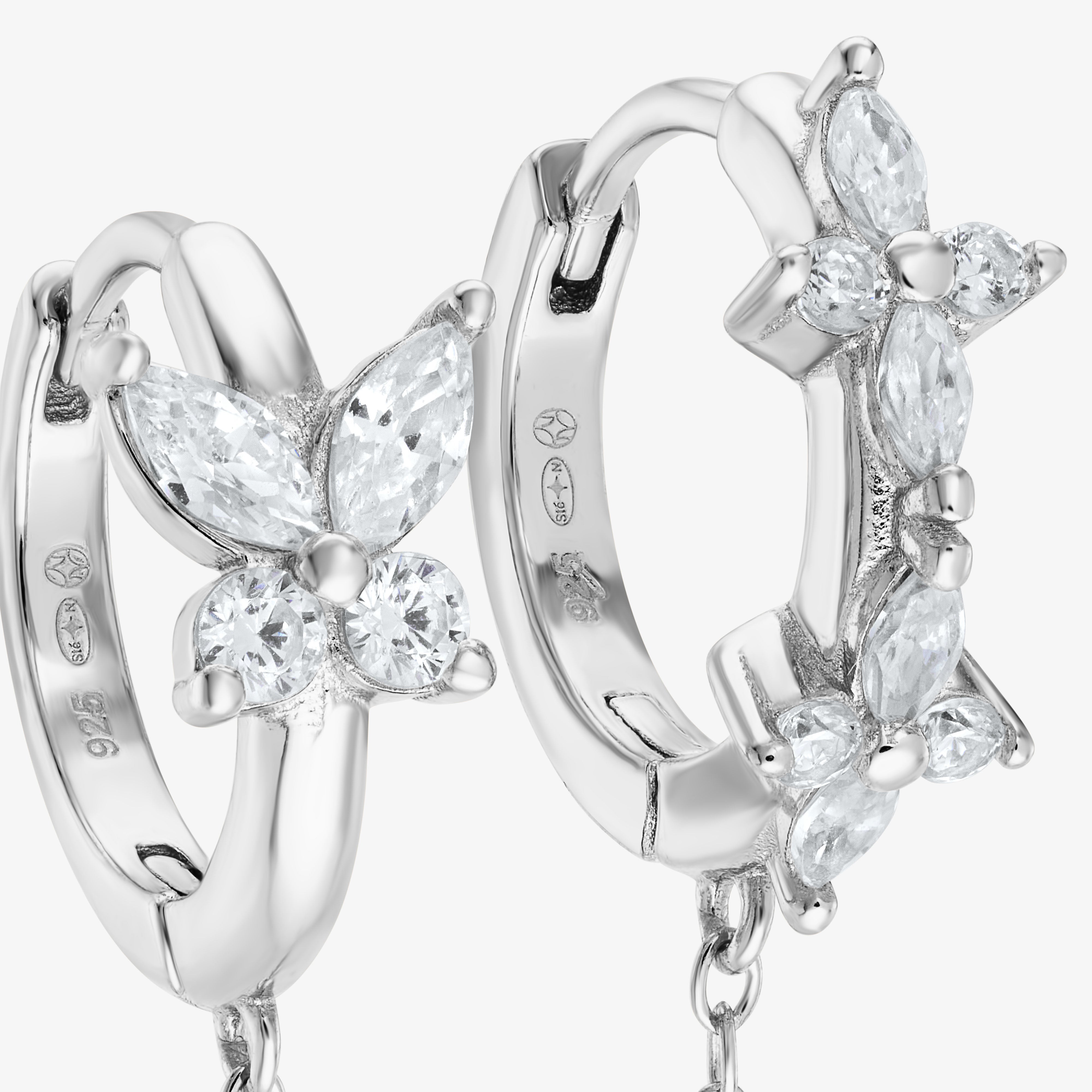Butterfly Chain Huggies — detail