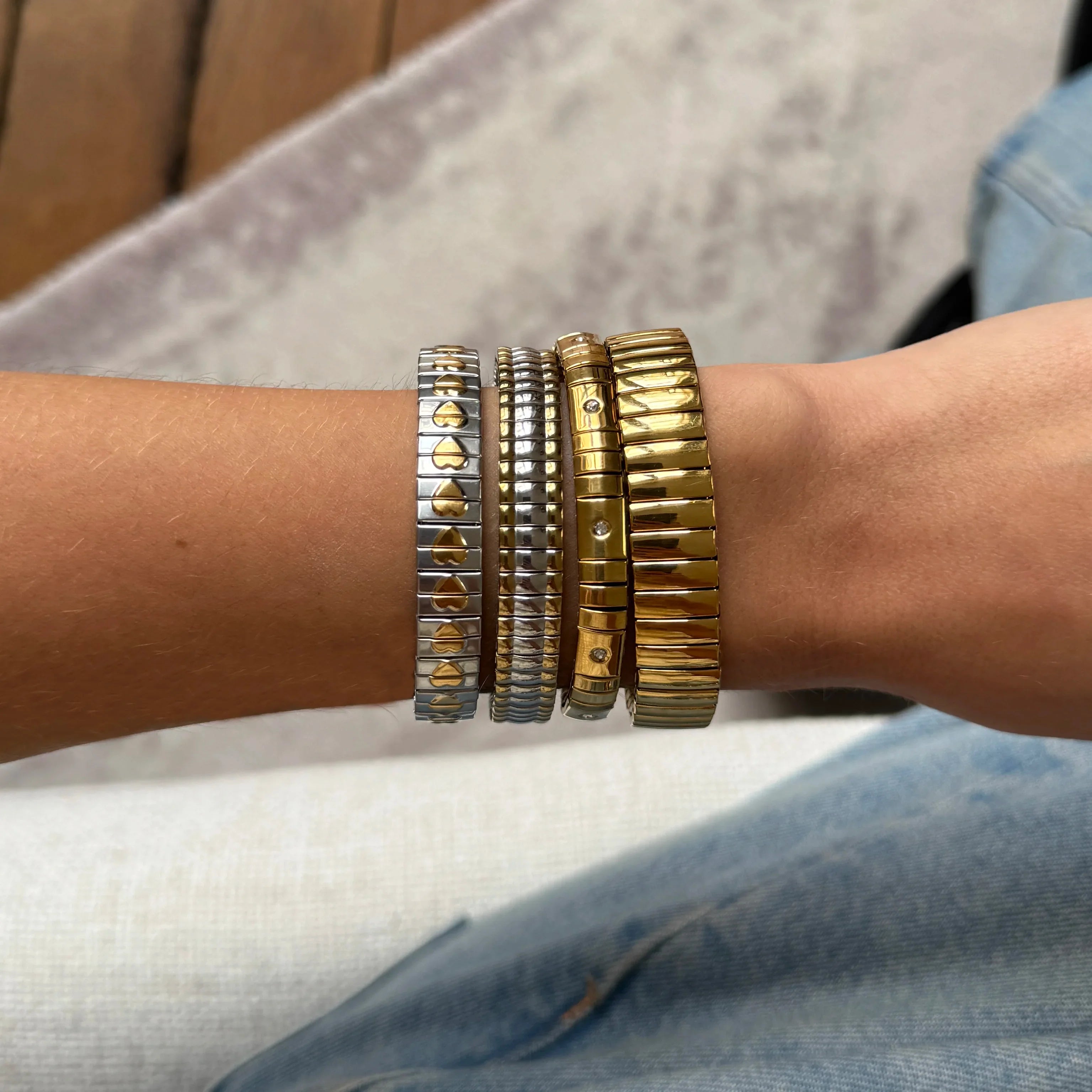 Slim Ribbed Bracelet — worn