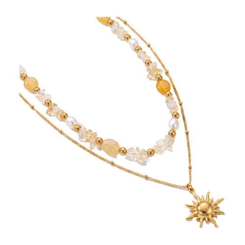 Sunbeam Layered Necklace — studio shot on light grey