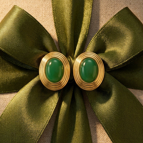 Old Money Earrings in Green — worn