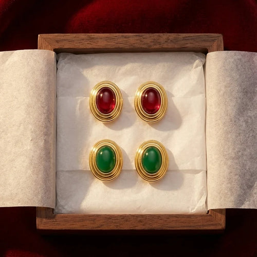 Old Money Earrings in Green — worn
