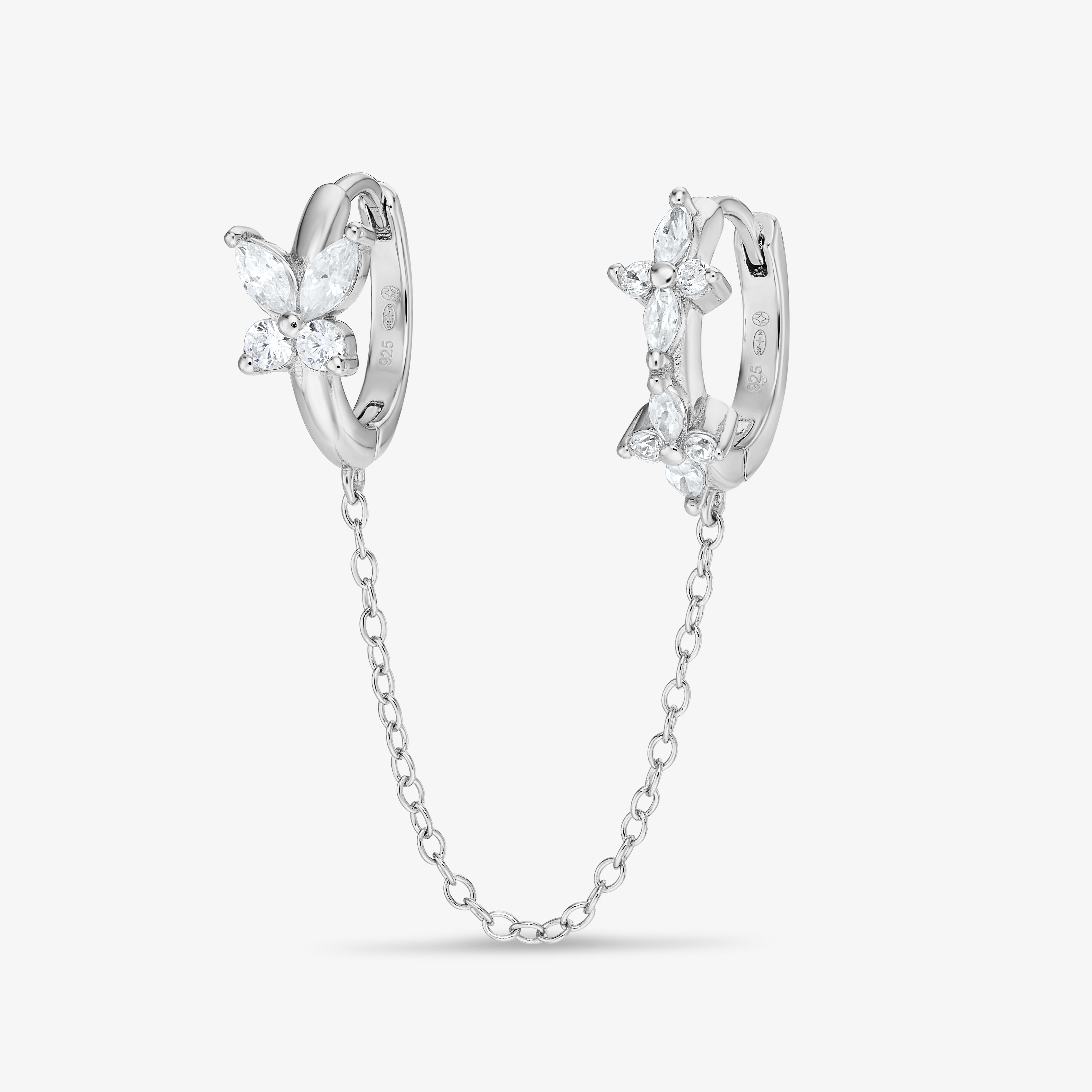 Butterfly Chain Huggies — detail
