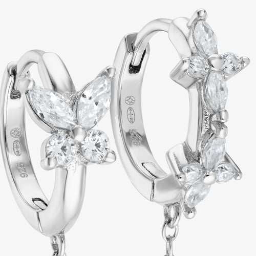 Butterfly Chain Huggies — detail