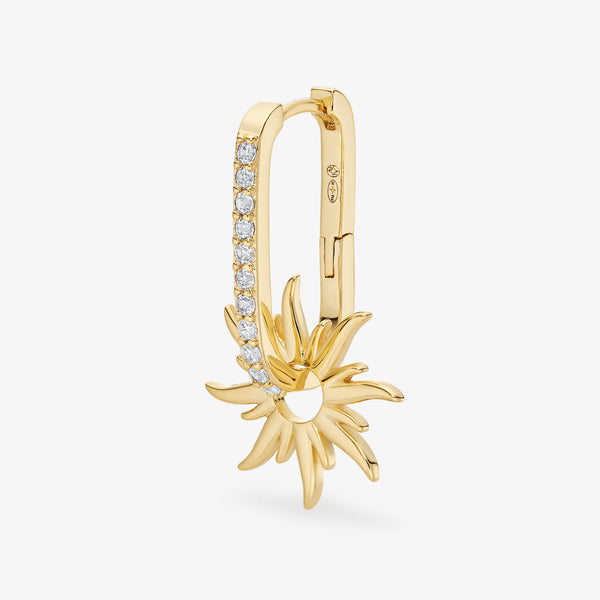 Sunburst Charm Huggies — studio shot on light grey