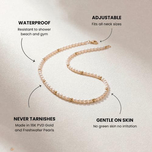 AylaGleam Pearl and Gold Choker