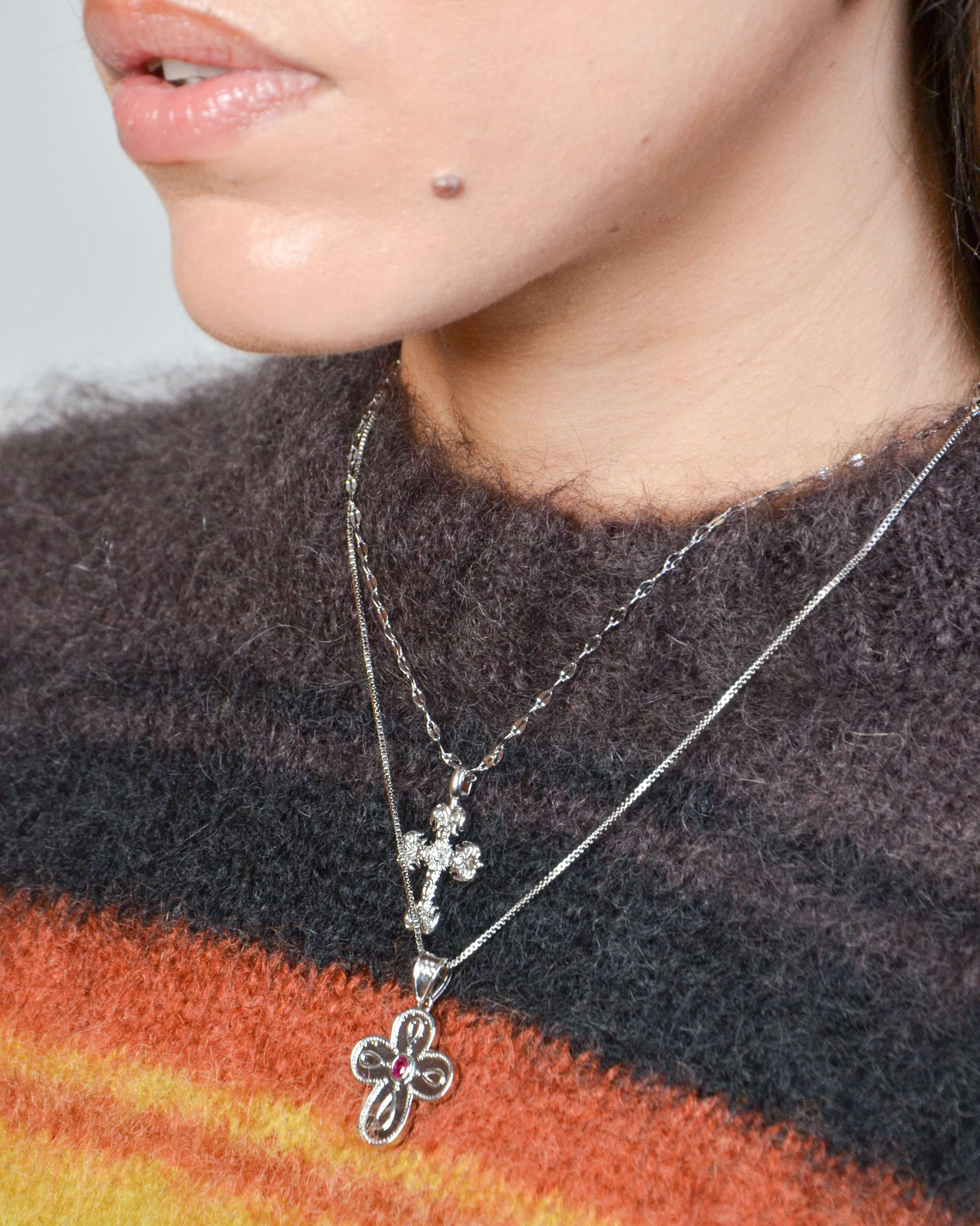Gothic Cross Necklace — worn