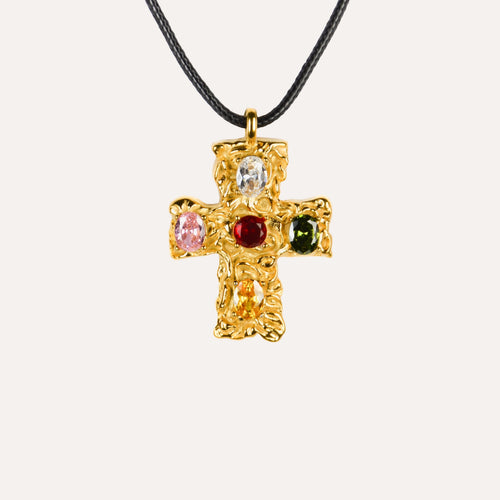 Precious Cross Necklace — studio shot on light grey