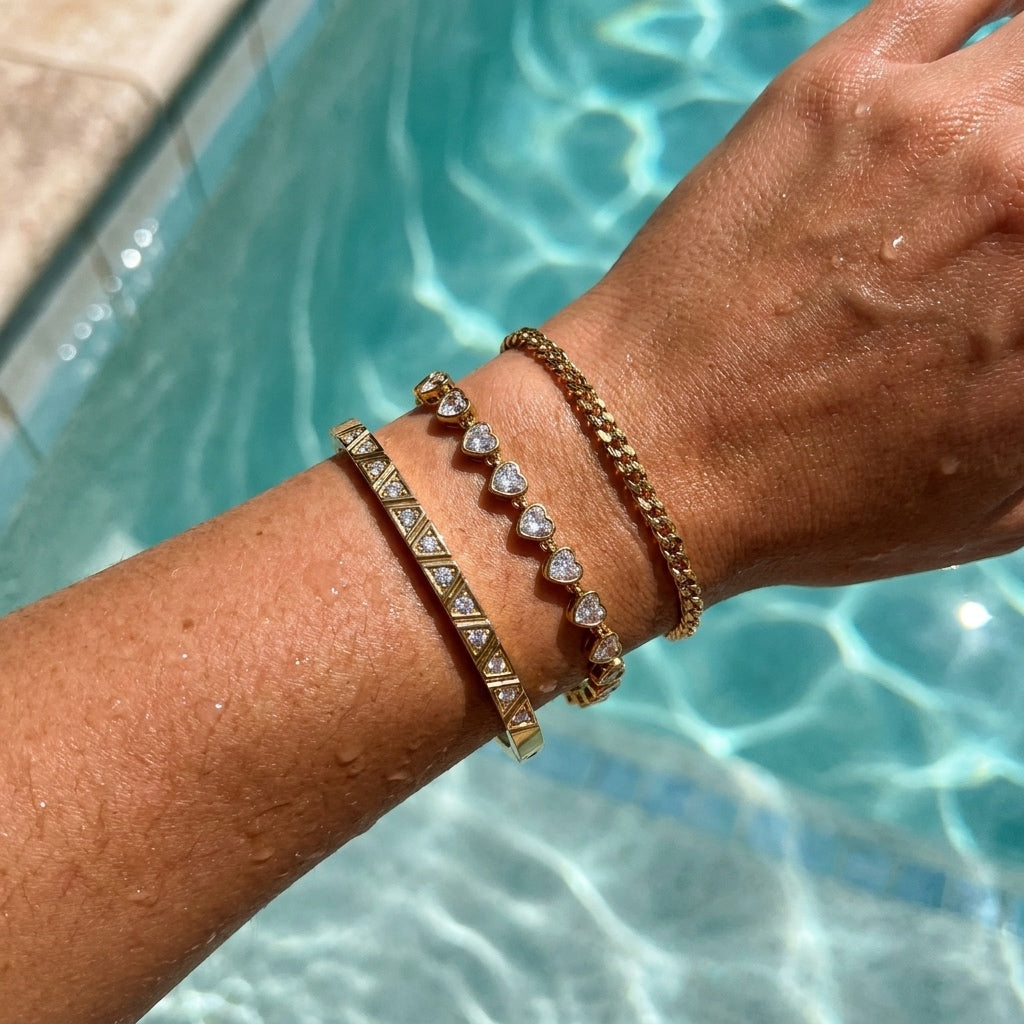 Riviere Heart Bracelet — worn